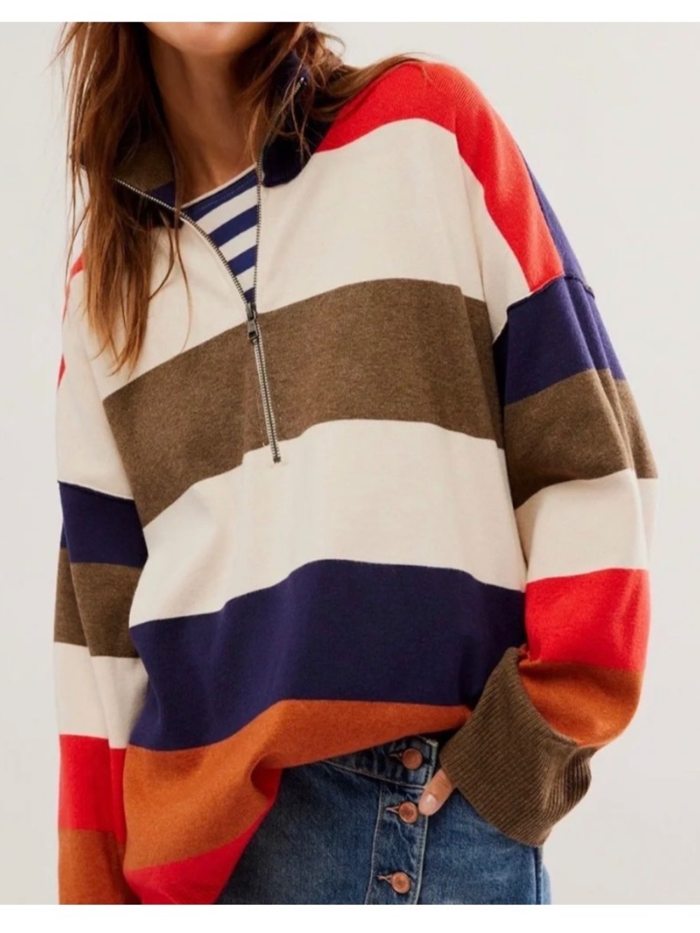 Free People Coastal Stripe Pullover Large